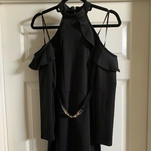 Long sleeve black bodycon dress w/ shoulders open